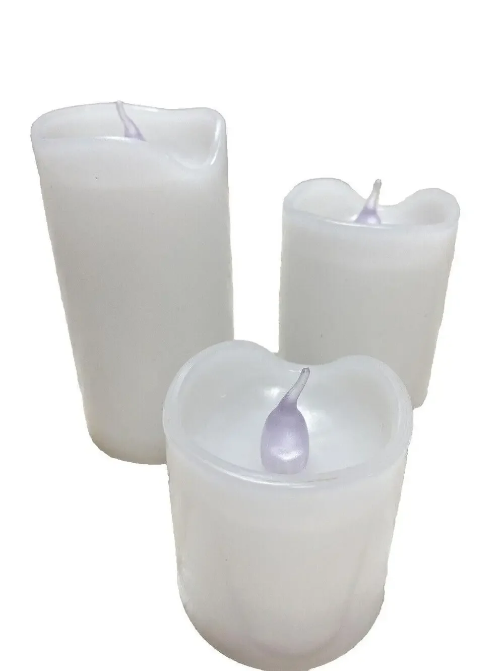 3 Piece White Pillar Style Battery LED Candle Set Flameless Decorative Lights